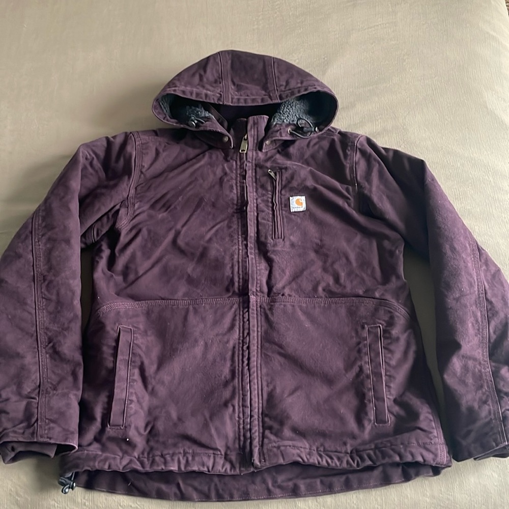 Carhartt women’s “loose fit” jacket, size M, color: eggplant, lightly worn.